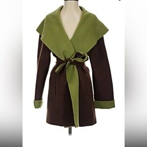 Lafayette 148 New York Brown Trench Coat with Green Lining